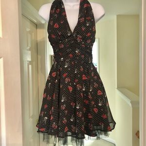 Hell Bunny Halter Dress Black and Red